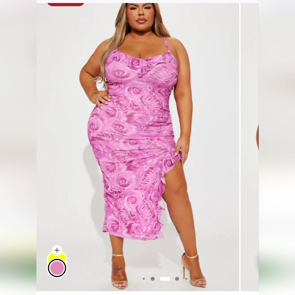 Fashion Nova Pink Rose Mesh Dress
